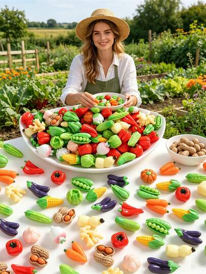 10/30/50/100pcs Realistic Resin Fruit And Vegetable Beads - Assorted Craft Kit, Includes Tomato, Cucumber, Chili Pepper, Etc., Suitable For DIY Jewelry, Home Decor Crafts