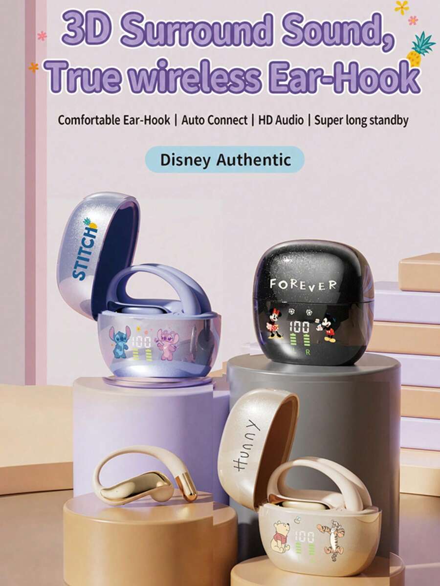 OTN Q95 Disney 正版授權 真無線耳掛式藍牙耳機 黑色、紫色,10mm 動圈單體,藍牙 6.0,相容 iOS、Android 及其他主流系統 - 查看 1