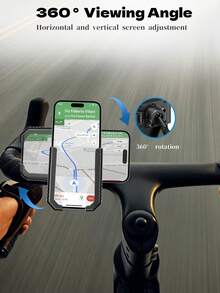 Carbon Fiber Texture Bicycle Phone Holder, 2-In-1 Handlebar And Rearview Mirror Mount, Universal Shockproof Bicycle/Motorcycle Phone Holder, Secure Lock Phone Holder For 4.7-7.2 Inch Smartphones - Black - View 5