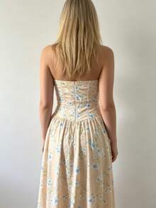 Dreamy White & Pink Floral-Print Spaghetti Strap Dress With Delicate French-Inspired Design, Slimming Ditsy Pattern & Soft Flowy Hem For Effortless Everyday Chic, Camping Trips & Party Nights In Ethereal Sexy Style Party Dresses For Women Vestidos Elegantes Para Fiesta - Hoa màu vàng - Xem 4