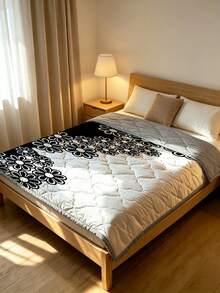 1 pieza Edredón suave & fresco - Ropa de cama ligera para todas las estaciones, patrón floral a cuadros moderno, 100% poliéster, lavable a máquina, adecuado para cama individual/doble, hotel, camping y decoración del hogar, ropa de cama de lujo de hotel | Diseño acolchado moderno | Tecnología en relieve, decoración para todas las estaciones, decoración de habitación - Multicolor - Ver 4