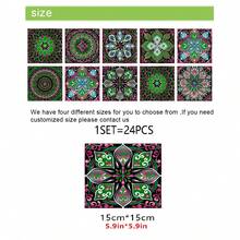 OUTANA 24pcs Vintage Mandala Peel And Stick Tile Stickers, Self-Adhesive Vinyl Decals With Intricate Green, Brown, Beige Patterns, Suitable For Kitchen And Bathroom Backsplash, 10/15/20/30cm - Multicolor - View 18