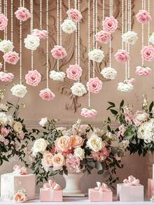 10-Piece Set / Crystal-Embellished Wedding Rose Garland - Artificial Rose Decorations Perfect For Weddings, Engagement Ceremonies, Bridal Showers, And Valentine's Day Parties - Multicolor - View 3