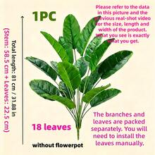 1pc Large Artificial Paradise Bird Tree Tropical Fake Banana Leaves Big Size Plastic Palm Plant Leaves Home Garden Decor (Planter Not Included) - Green - View 14
