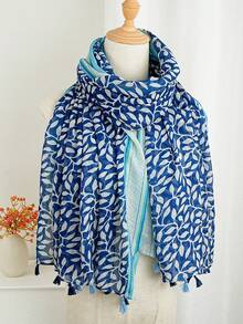 1 pieza Pañuelo impreso de 180*85cm, pañuelo de cabeza de aire acondicionado de lujo, adecuado para viajes y uso diario, chal floral, pareo de playa de moda, fibra de poliéster casual - Multicolor - Ver 11