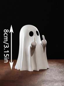 1pc Cute Halloween Ghost Figurine - Spooky Resin Ghost Statue, Gothic Halloween Decor, Cute "Finger Ghost" Small Ornament; Ideal For Indoor And Porch Halloween Decoration, Desktop Display, Unique Creative Gift, Perfect For Halloween Party Decor. - Multicolor - View 6