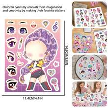 1 Set/8 Pcs Wizard Hunter Team Puzzle Stickers, Personalized Creative Cartoon Character Face Swap Collage, Handmade DIY Stickers, Self-Adhesive, Perfect Puzzle Collage DIY Gift - Multicolor - View 4