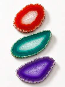 Exquisite Red, Green, Purple Agate Slice Set (With Gift Box) - Authentic Healing Stones For Chakra Balancing, Reiki Therapy And Positive Energy. Unique Birthday And Holiday Gift For Gemstone Collectors, Stunning Desktop Decor - Multicolor - View 6