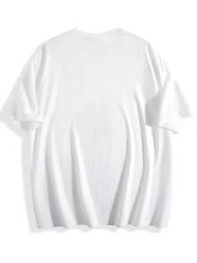 Fashionable Short-Sleeved T-Shirt, Pink Letter-Printed Casual Women's 100% Cotton Top, Women's Clothing - White - View 2