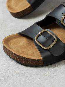Damen- und Herren-Mode Doppelreiher Frühlings-/Herbst-Sandalen, lässige vielseitige Hausschuhe, bequeme Reise- und Hausschuhe - Schwarz - Übersicht 6