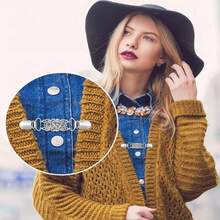 New Vintage Sweater Shawl Clips Flower Patterns Retro Cardigan Collar Dresses Clips Brooch Clips Shirt Clips For Women Girl Gift - 2pcs - View 3