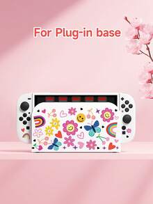 Switch2 (2025) 遊戲主機配件，1個卡通塗鴉印花圖案 Switch2/Switch 遊戲主機保護殼/遊戲卡盒/卡槽底座/遊戲主機防塵罩，相容於 Switch2/SwitchOLED/NS/Lite 遊戲主機保護套，附殼可放入底座充電，可開啟主機支架，可拆卸分體式左右控制器外殼 1個，Switch 玩家最佳禮物 - 彩色 - 查看 12
