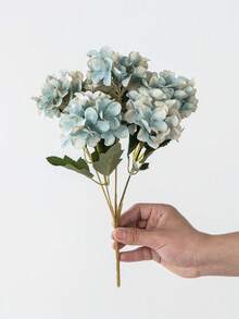 1/3pcs Artificial Hydrangea Bouquet, Faux Flower Plant, Room Decor, Autumn Decoration, Garden Autumn Decor, Centerpiece, Birthday Party Decoration, Wedding Basket, Bridal Bouquet, Home Decor, Restaurant, Bedroom, Window Sill Decor, Vase Decoration, Valentine's Day Gift, New Year Decoration, Outdoor Garden, Back To School, Valentine's Day, Graduation Season Gift, Back To School Supplies - Gray Blue - View 5