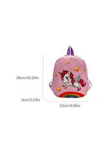 1pc Teenager Backpack Cute Unicorn Nylon Backpack Zipper Closure Printed Small School Bag - Pink Unicorn - View 2
