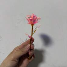 1件浪漫甜美風粉色永生仿真玫瑰花，手工製作，質感逼真且長久，適合作為紀念禮物、家居裝飾、桌面擺飾，生日、畢業、夏季假期、情人節、新年的創意禮物 - 彩色 - 查看 6