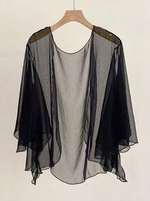 1 chiếc khăn choàng voan mềm, áo khoác cardigan mỏng nhẹ thoáng màu trơn cho nữ, mùa xuân & mùa thu - Nhiều màu - Xem 8