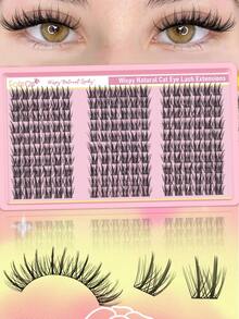 180PCS/132PCS/150PCS Wispy Natural Cat Eye Cluster Eyelashes, Spiky Individual Lash Extensions, Fluffy Volume DIY Segmented Lashes, Reusable Soft Faux Mink Lash Clusters For Daily Eye Makeup - 查看 6