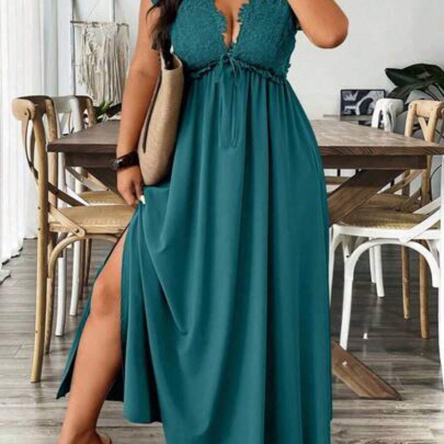 Women Midi Dresses - 藍綠色的水 - 查看 1