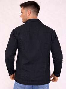 Men's Premium Casual Modern Twill Jacket - Black - View 2