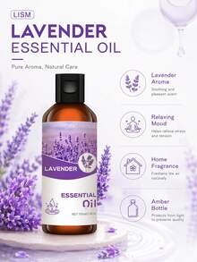 LISM 100ml/30ml Bottle Premium Lavender Essential Oil, 100% Pure Natural, Suitable For Diffuser, Humidifier, Natural Style | Nourishing Oil, Holiday Gift - Lavender Essential Oil - View 3