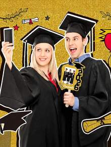 1/5/10/20pcs Customizable Handheld Graduation Signs, Personalized With Your Own Photos And 2026 Graduation Cap Design, Cute And Fun Style, Suitable For Graduation Season And Back To School, High-Quality Graduation Party, Classroom Decor, Family Gathering And Graduation Gift Photo Props - Multicolor - View 5