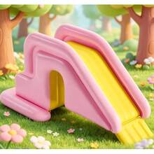 Macaron Pink Yellow Inflatable Slide, One-Touch Inflation, Portable And Easy To Store, Suitable For Pool And Backyard - Pink - View 9