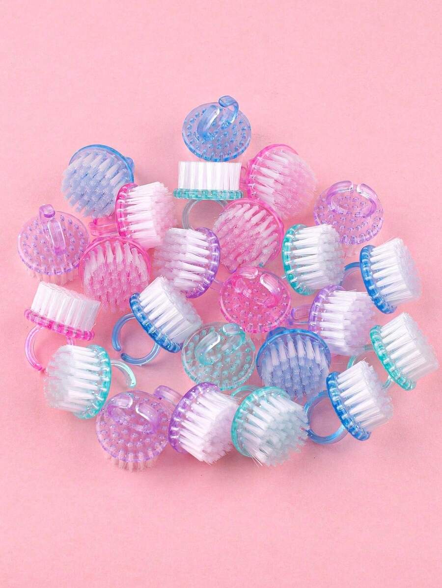 3/5/10 piezas Cepillo de uñas Cepillos de limpieza de uñas Anillos, Cepillo suave para eliminar el polvo para limpiar dedos y uñas de los pies, Herramienta mini de limpieza de uñas Colores adecuados para el verano - Multicolor - Ver 1