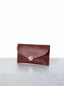 CHICVUE Túi xách cầm tay tối giản, nhiều màu sắc, thời trang, túi phong bì, túi phong bì đính sequin dập nổi họa tiết da cá sấu dành cho phụ nữ, thích hợp đi hộp đêm. - Cà phê - Xem 2