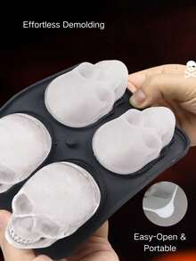 1pc Creative 3D Skull Ice Cube Tray Mold, Suitable For Refrigerator Ice Making, Whiskey Glass Skull Ice Ball Maker, Easy Release Ice Cube Tray, Applicable For Beverages & Cocktails - Multicolor - View 10
