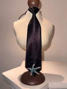 1 buah Dasi Satin Hitam untuk Wanita dengan Bintang Laut Berlian Imitasi Biru Berkilau, Aksesori Gaya Y2K & Gothic yang Lucu untuk Cosplay, Pesta, dan Pakaian Sehari-hari - Bintang laut biru - View 13