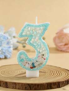 Set aus 4+1 digitalen Kerzen, lila Schleifen-Geburtstagskerzen, Partydekoration, Geschenk - Verschiedenfarbig - Übersicht 2