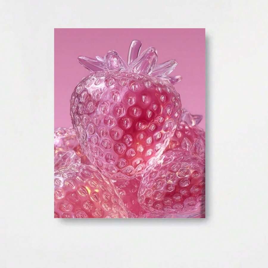 Cuadro plano 2D, 2D plano, 2D plano de 1 pieza sin marco, con una fresa rosa sobre un fondo rosa con una textura cristalina. Listo para colgar e ideal para la decoración del hogar, un dormitorio o como un regalo considerado. - Enmarcado - Ver 1