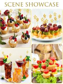 Palillos para Cócteles con Estrella Dorada, Brochetas de Alimentos con Estrella Hueca Brillante con Partes Superiores Decorativas Elegantes para Frutas, Aperitivos, Cupcakes, Postres y Mesas de Fiesta, Ideales para Bodas, Cumpleaños, Aniversarios, Navidad, Año Nuevo y Decoración de Celebraciones Festivas - Multicolor 2 - Ver 9