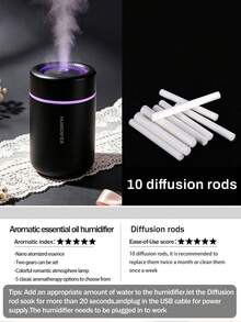 مرطب هواء صامت للسيارة سعة 280 مل ومعطر هواء للسيارة مع وضعين للعمل. يتوفر بخيارات اللون الأسود والأبيض. إضاءة محيطية ملونة، صغير الحجم وقابل للحمل. يمكن إضافة زيت عطري أساسي عبر إمداد الطاقة USB. مناسب للسيارات والمكاتب والغرف النوم والغرف الكبيرة ومرطبات الهواء المنزلية المكتبية وإكسسوارات السيارات وموزعات العطور للسيارات - طراز H06 - مشاهدة 25