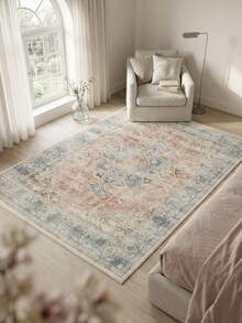 1pc Vintage Persian- Floral & Striped Bohemian Area Rug/Carpet/Bath Mat, Suitable For Bathroom, Kitchen, Entryway, Hallway, Bedside, Living Room, Bedroom, Machine Washable Soft Faux Wool, Home Decor - P - View 6