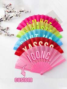 Customized Large Bamboo Folding Fan, Kung Fu Tai Chi Hand Fan For Dance, Rave Party Cheer Fan, Concert Merchandise, Vintage Black Foldable Fan - Multicolor - View 15