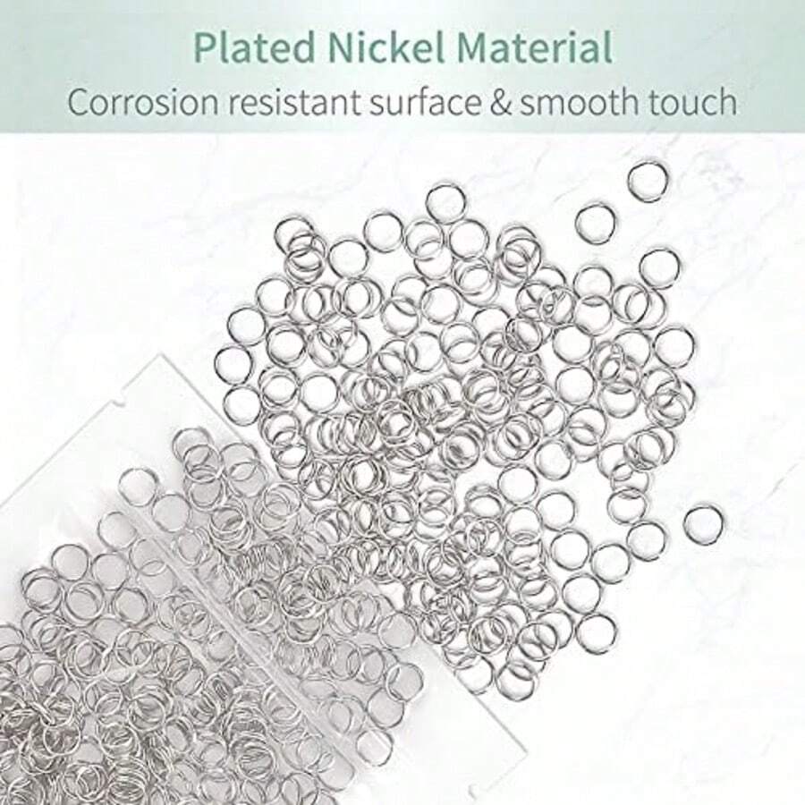 500 piezas de anillos de salto resistentes de 6mm de apertura, anillos dobles de metal mini, adecuados para joyería, collares, pulseras, aretes y accesorios de manualidades - Plateado - Ver 1