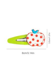 6pcs Colorful Polka Dot Plaid Apple Hair Clips BB Clips Funny Big Eye Snap Clips For Flyaway Hair Bangs And Side Hair - Multicolor - View 5