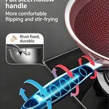 Deep Honeycomb Non‑Stick Wok Pan, 3 Different Pan Styles Available, Tri‑Ply Reinforced Structure With Extended Heat‑Resistant Handle, Fast & Even Heating Kitchen Cookware, Compatible With All Common Household Stovetops, Sturdy - View 8