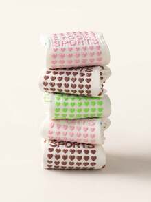 1/3 Pairs Women's 100% Cotton Yoga Socks, Non-Slip Heart Silicone Grips Pilates Socks, Ruffle Trim Breathable Socks For Barre, Dance & Home Workout - Multicolor - View 5