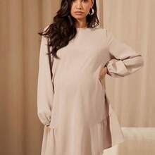 MaterniWear Vestido holgado de manga larga caqui informal para mujer, vestido corto para otoño/invierno, para oficina/trabajo/graduación/maestras, vestido de maternidad - Burdeos - Ver 6