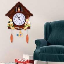 Reloj de Pared Casa del rbol, Decoracin Vintage para Hogar, Plstico, 42cm de, Nmeros Arbigos Grandes - marrón - Ver 6
