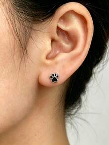 Cute Cat/Dog Paw Print Earrings, Perfect Accessory For Pet Lovers And Girls - Red - View 12