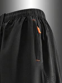 1 pezzo Pantaloncini da uomo stile boyfriend leggeri, traspiranti e ad asciugatura rapida per corsa/allenamento, sport estivi - nero - Visualizzare 4