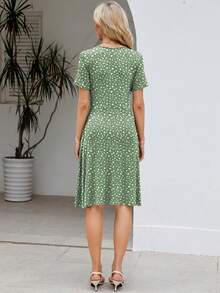 Womens Summer Dresses For Women 2026 Spring Floral Sundress Short Sleeve V Neck Wrap Dress With Pockets Festival Outfits Elegant Dress For Women Dress For Women - 04 鼠尾草綠花卉 - 查看 2