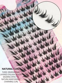 104 Clusters False Eyelashes, C Curl, 9-13mm Length, Single Cluster Design, Create Voluminous Dense Dramatic Effect, Natural Makeup Look, Suitable For Party, Travel And Daily Makeup - C - View 5