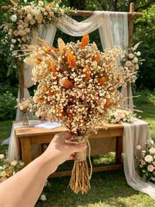 1pc Artificial Baby's Breath Bridal Bouquet, Finished Flower Arrangement, Home Decor Ornament, Halloween Christmas Thanksgiving Table Decoration, Wedding Decor Bouquet, Premium Groom And Bride Boutonniere, Florist Bouquet, Birthday Anniversary Party Favor Decor Bouquet Gift, Photography Prop - Multicolor - View 11
