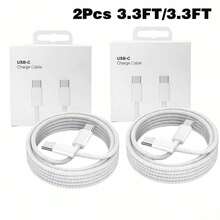 PD 60W Dual USB C Fast Charging Cable For IPhone 17/16/15 Pro Max Plus ForSamsung POCO Type C To Type C Fast Charger Braided Cable Data Cable With Box - 2 White - View 11