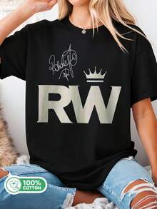 Crown Graphic Logo Cotton T-Shirt, Unisex Summer Music T-Shirt - Black - View 1