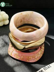 3pcs/1pc Exaggerated Geometric Bracelet Set, Daily Wear, Party, Vacation, Bohemian Style Versatile Accessory - Multicolor D - View 8